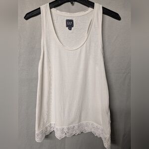 GAP White Lace-Hem Tank Top Size XS
